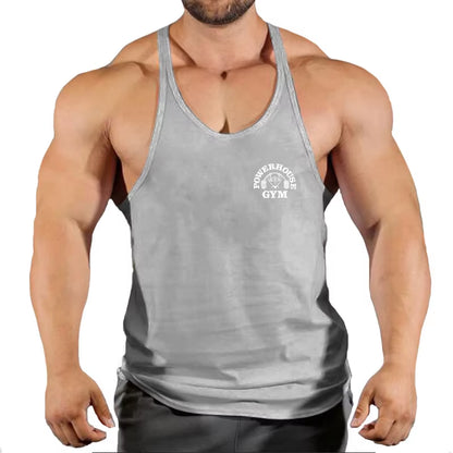 Men's Bodybuilding Sleeveless Gym T-Shirts with Suspenders