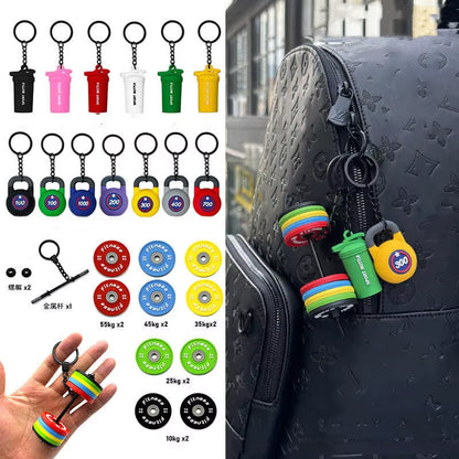 Silicone Barbell Keychain - Ideal Gift for Fitness Enthusiasts, Detachable Gym Charm and Bag Pendant