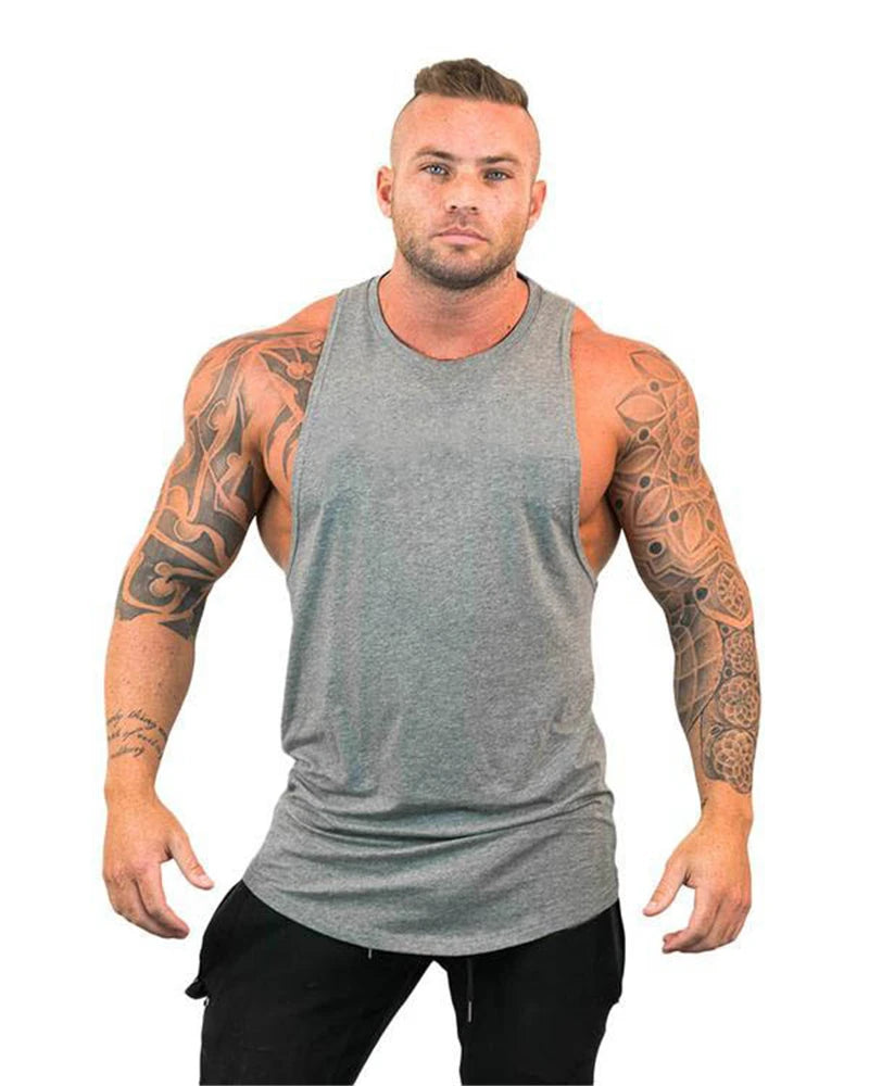 Men's Cotton Sleeveless Gym Tank Tops - Bodybuilding and Fitness Workout Vests