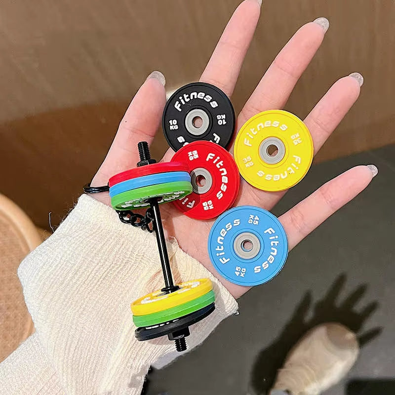 Silicone Barbell Keychain - Ideal Gift for Fitness Enthusiasts, Detachable Gym Charm and Bag Pendant