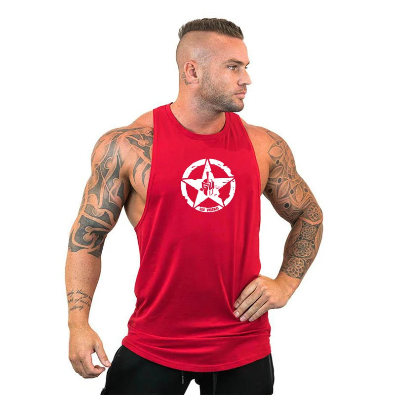 Men's Cotton Sleeveless Gym Tank Tops - Bodybuilding and Fitness Workout Vests