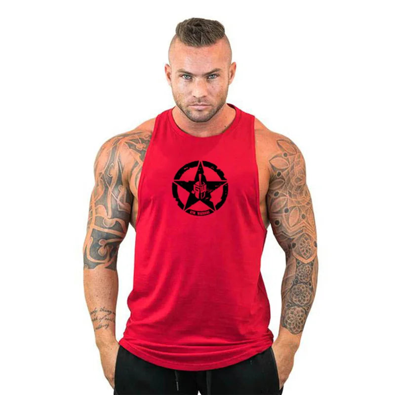 Men's Cotton Sleeveless Gym Tank Tops - Bodybuilding and Fitness Workout Vests
