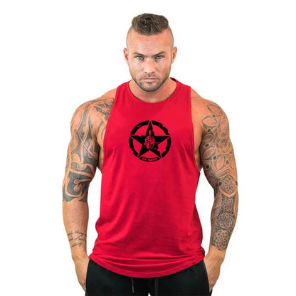 Men's Cotton Sleeveless Gym Tank Tops - Bodybuilding and Fitness Workout Vests