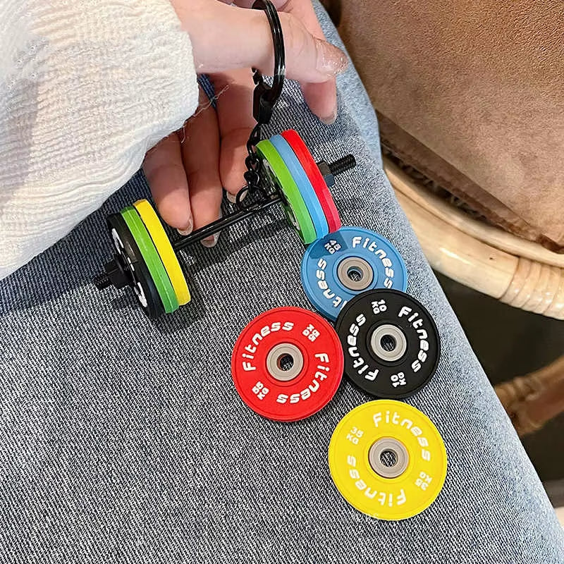 Silicone Barbell Keychain - Ideal Gift for Fitness Enthusiasts, Detachable Gym Charm and Bag Pendant