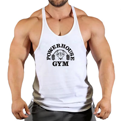 Men's Bodybuilding Sleeveless Gym T-Shirts with Suspenders