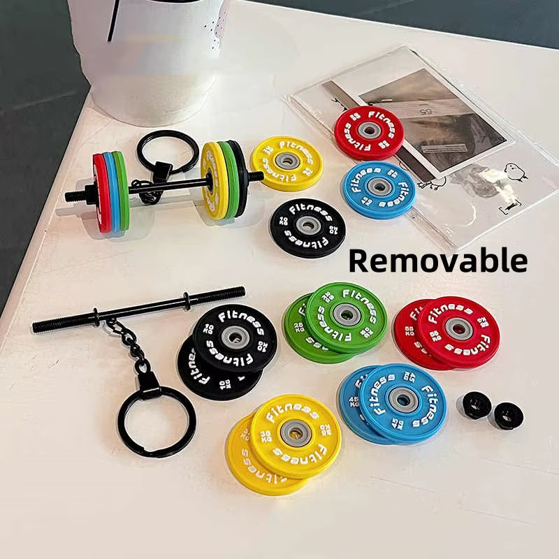 Silicone Barbell Keychain - Ideal Gift for Fitness Enthusiasts, Detachable Gym Charm and Bag Pendant