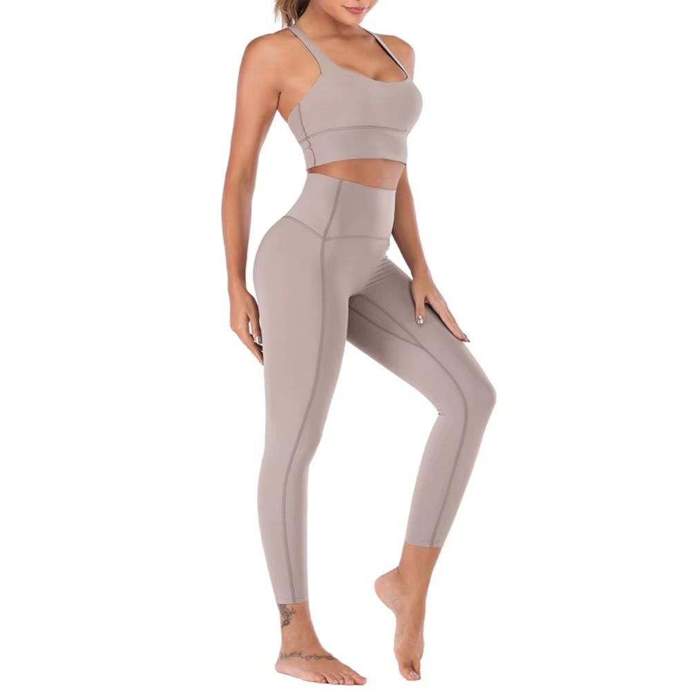 Naked-Feel Yoga Set Yoga Leggings Set Women Fitness Suit for Yoga Clothes High Waist Gym Workout Sportswear Gym Sports Clothing