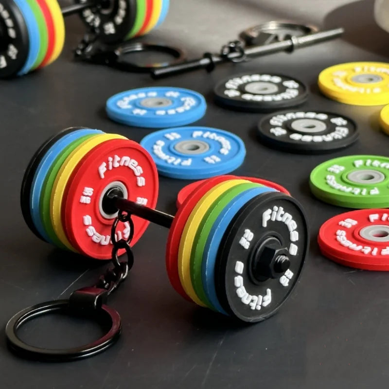 Silicone Barbell Keychain - Ideal Gift for Fitness Enthusiasts, Detachable Gym Charm and Bag Pendant