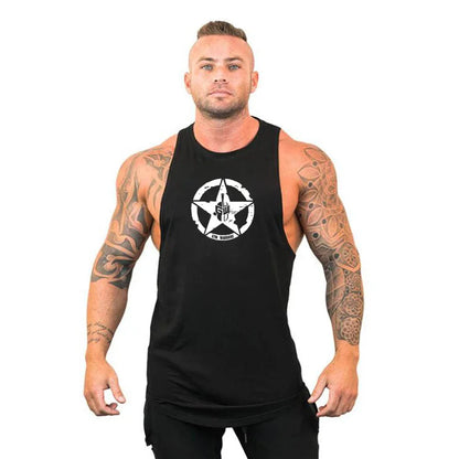 Men's Cotton Sleeveless Gym Tank Tops - Bodybuilding and Fitness Workout Vests
