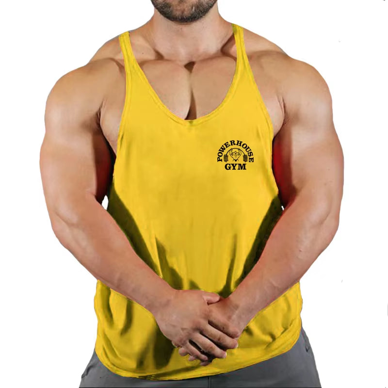 Men's Bodybuilding Sleeveless Gym T-Shirts with Suspenders