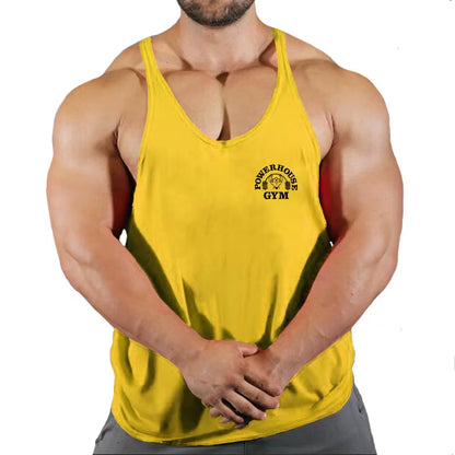Men's Bodybuilding Sleeveless Gym T-Shirts with Suspenders