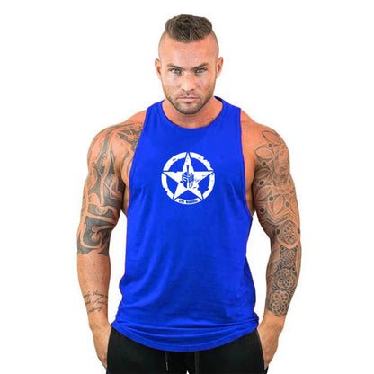 Men's Cotton Sleeveless Gym Tank Tops - Bodybuilding and Fitness Workout Vests