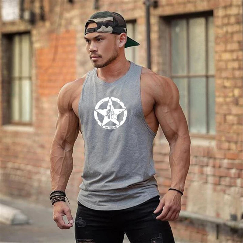 Men's Cotton Sleeveless Gym Tank Tops - Bodybuilding and Fitness Workout Vests