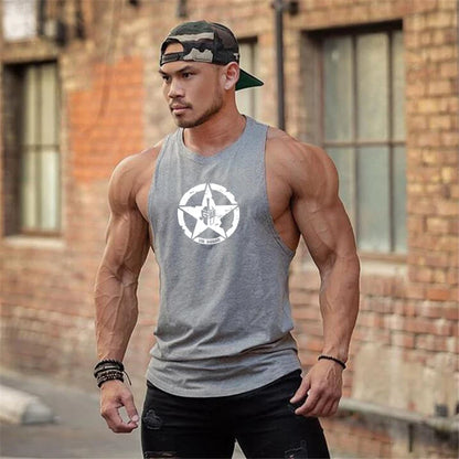 Men's Cotton Sleeveless Gym Tank Tops - Bodybuilding and Fitness Workout Vests