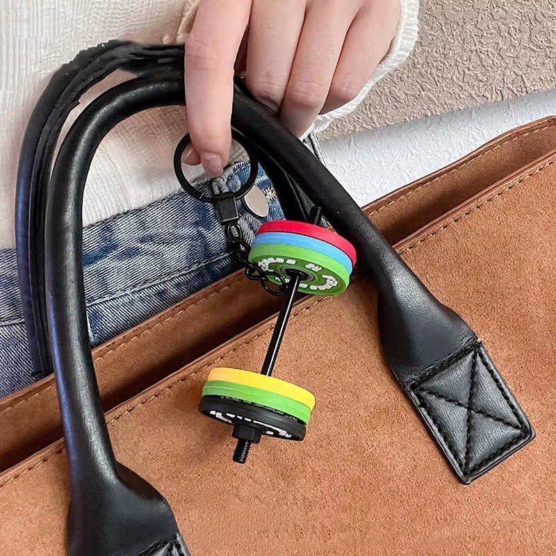 Silicone Barbell Keychain - Ideal Gift for Fitness Enthusiasts, Detachable Gym Charm and Bag Pendant