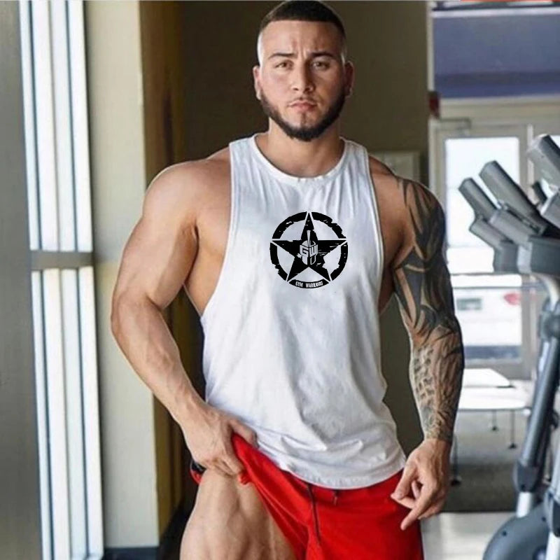 Men's Cotton Sleeveless Gym Tank Tops - Bodybuilding and Fitness Workout Vests