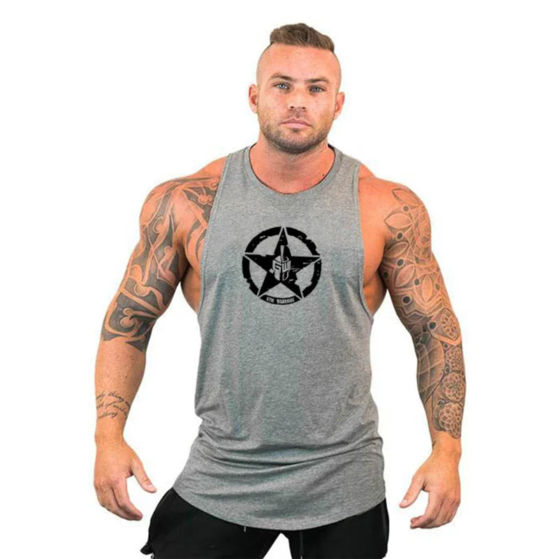 Men's Cotton Sleeveless Gym Tank Tops - Bodybuilding and Fitness Workout Vests