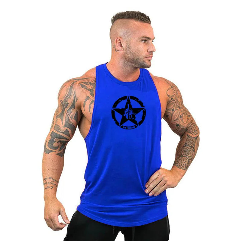 Men's Cotton Sleeveless Gym Tank Tops - Bodybuilding and Fitness Workout Vests