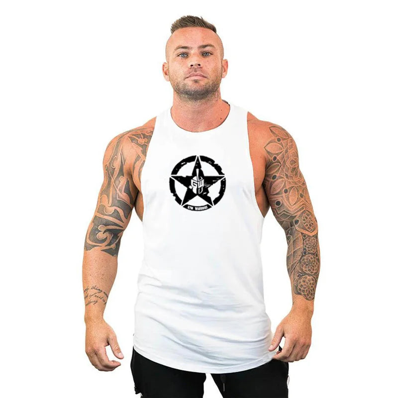 Men's Cotton Sleeveless Gym Tank Tops - Bodybuilding and Fitness Workout Vests