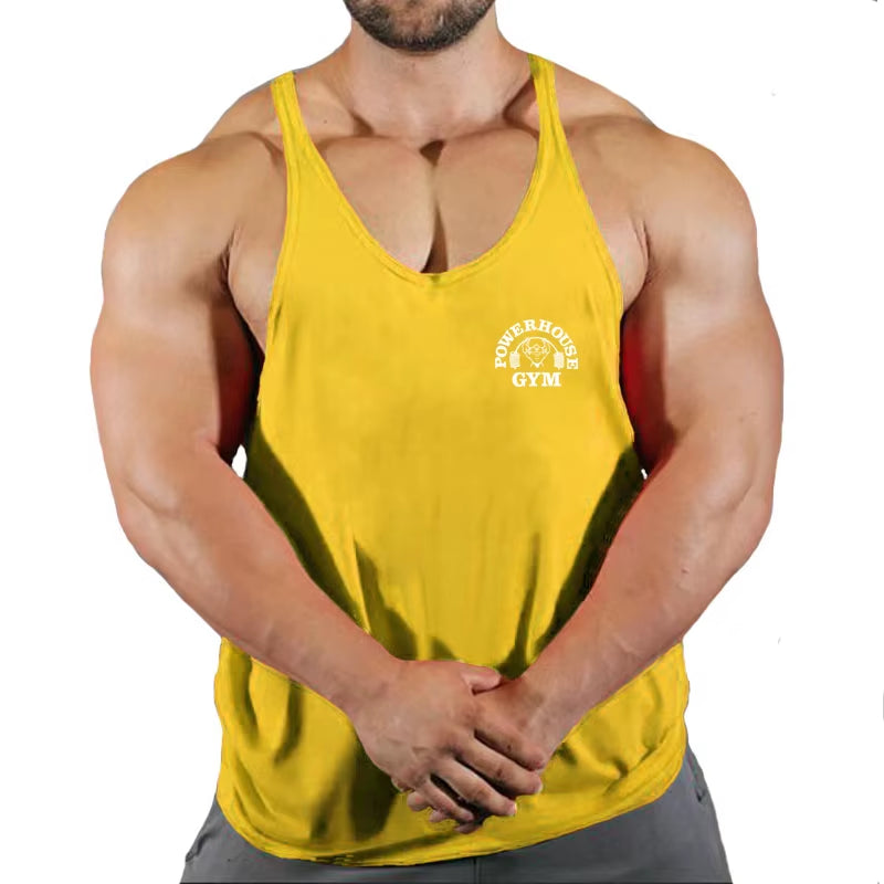 Men's Bodybuilding Sleeveless Gym T-Shirts with Suspenders