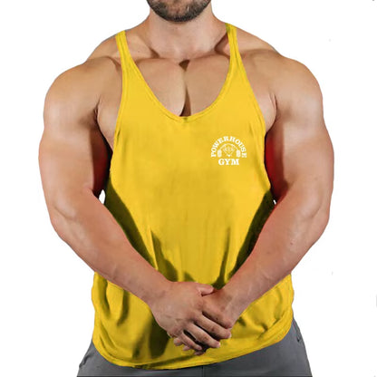 Men's Bodybuilding Sleeveless Gym T-Shirts with Suspenders