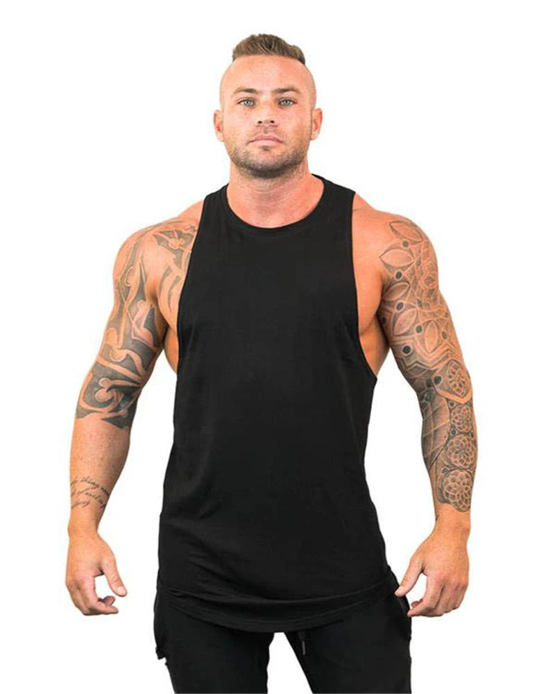 Men's Cotton Sleeveless Gym Tank Tops - Bodybuilding and Fitness Workout Vests
